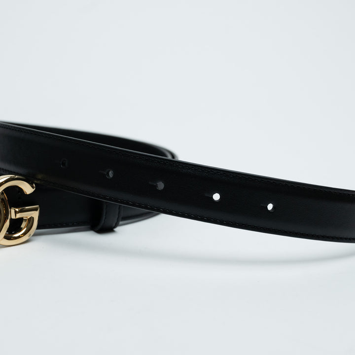 Dolce & Gabbana Black Leather Belt with Logo Buckle Size 90