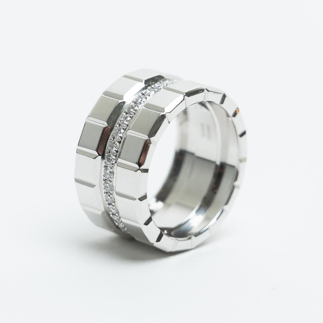Chopard 18K White Gold Large Ice Cube Diamond Ring Size 50