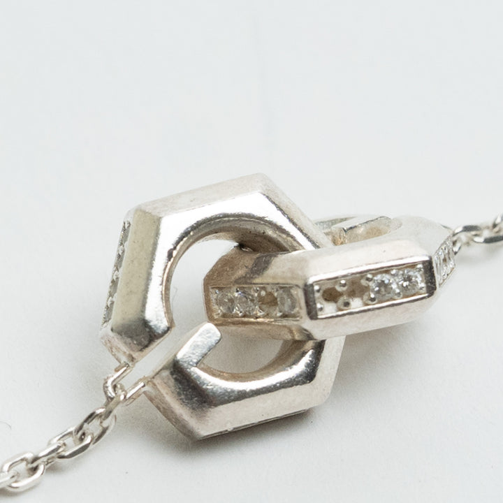 Gucci Sterling Silver Geometric Interlocking GG Zirconia Bracelet