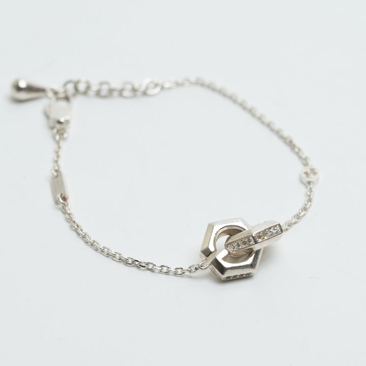 Gucci Sterling Silver Geometric Interlocking GG Zirconia Bracelet
