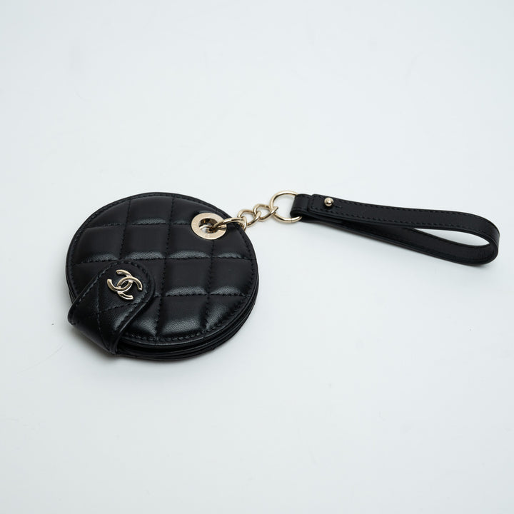 Pre-Loved Chanel ™ Black Quilted Lambskin Leather Luggage Tag