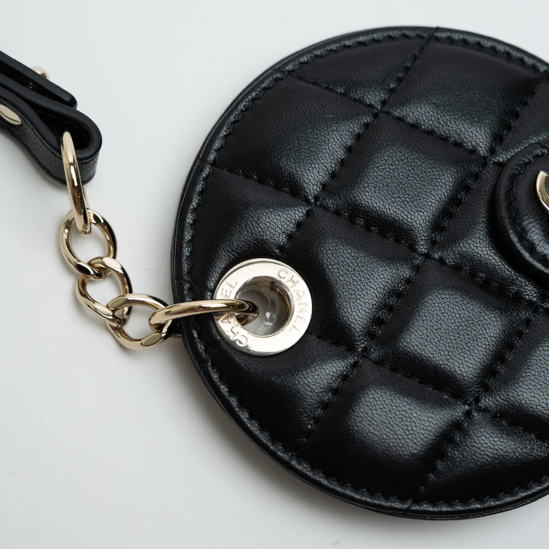 Pre-Loved Chanel ™ Black Quilted Lambskin Leather Luggage Tag