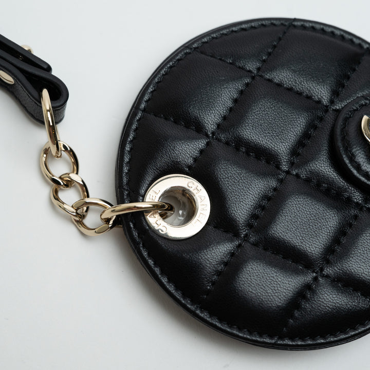 Pre-Loved Chanel ™ Black Quilted Lambskin Leather Luggage Tag