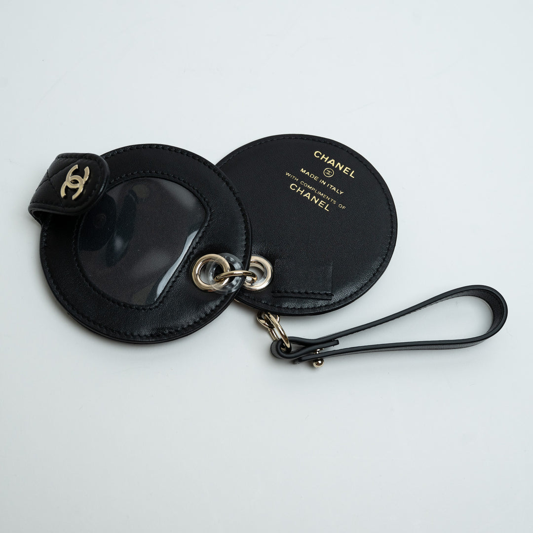 Pre-Loved Chanel ™ Black Quilted Lambskin Leather Luggage Tag