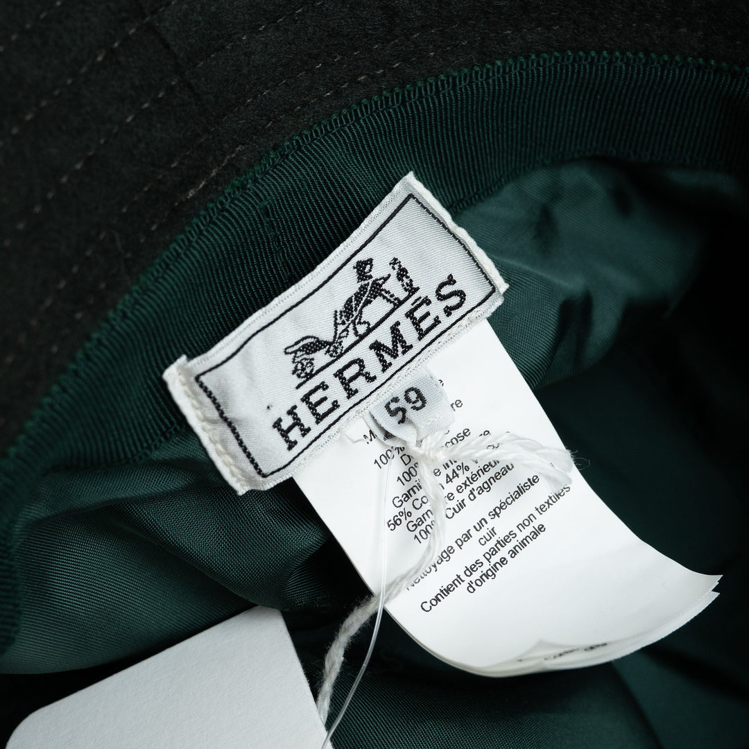 Hermes Dark Green Cashmere Raoul Bucket Hat Size 59