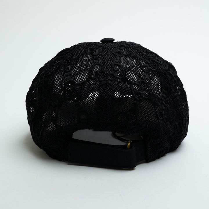 Gucci Black Mesh Monogram Baseball Cap Size M