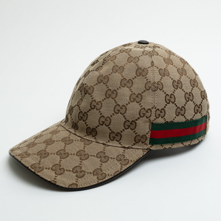 Gucci Monogram Cap with Stripe Accent Size M