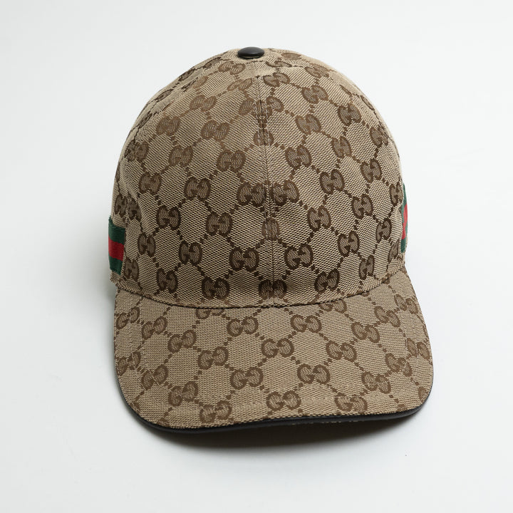 Gucci Monogram Cap with Stripe Accent Size M