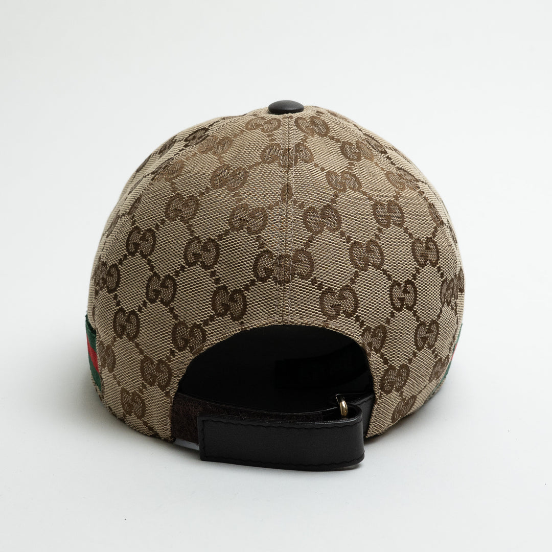 Gucci Monogram Cap with Stripe Accent Size M