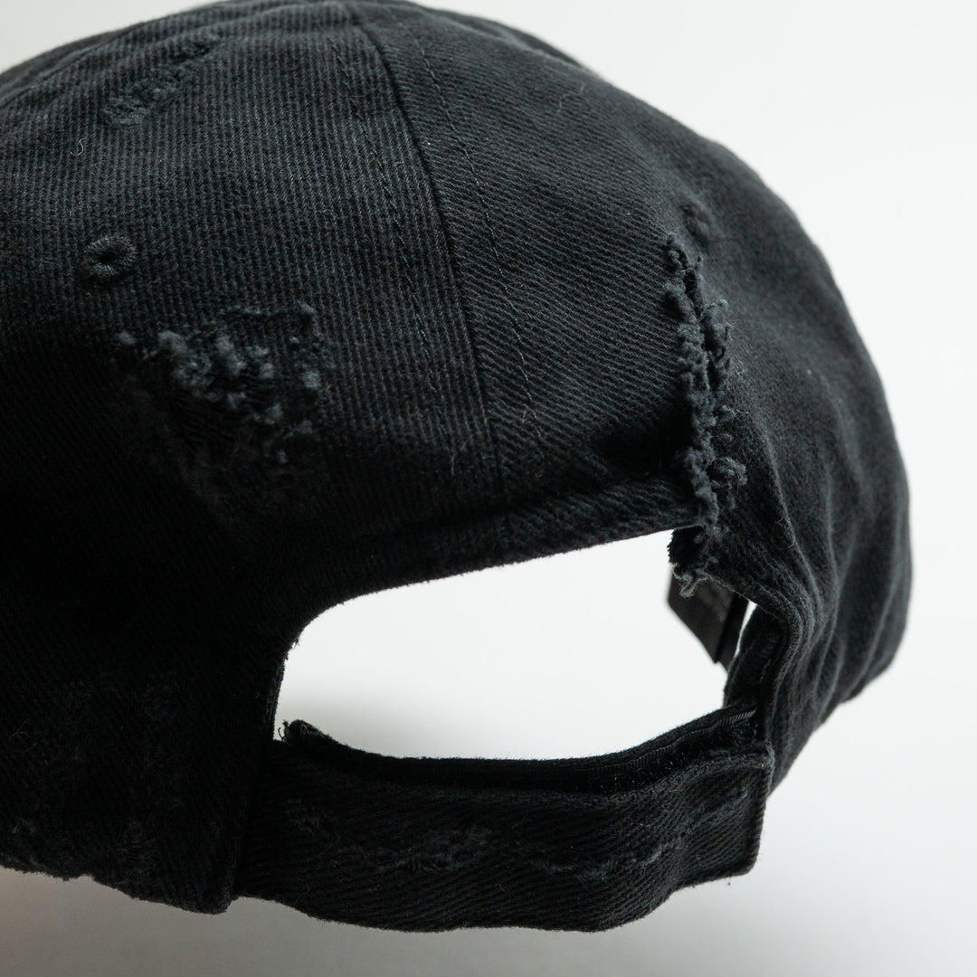 Balenciaga Black BB Laurel Destroyed Piercing Baseball Cap Size L