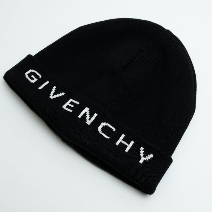 Givenchy Black Knit Logo Beanie