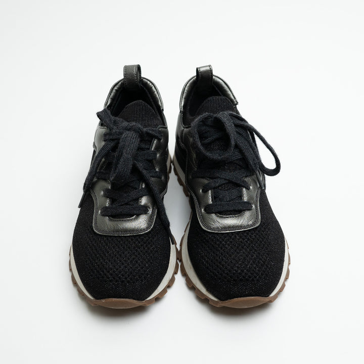 Brunello Cucinelli Black Technical Fabric and Leather Sneakers Size 38.5