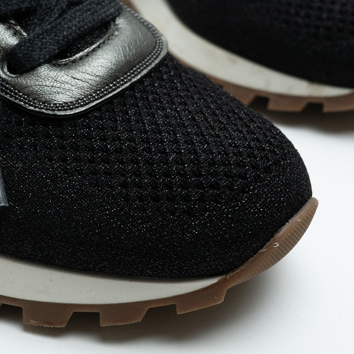 Brunello Cucinelli Black Technical Fabric and Leather Sneakers Size 38.5