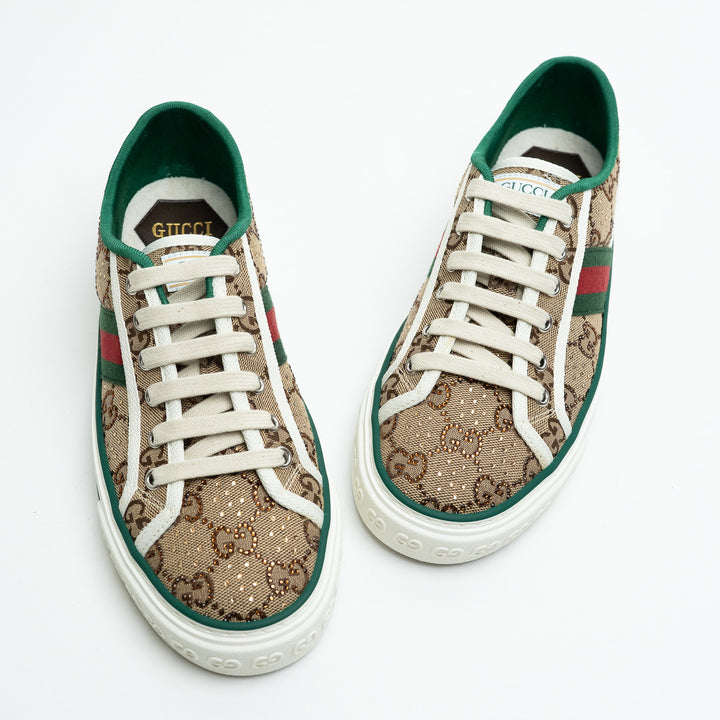 Gucci Brown Crystal GG Supreme Tennis 1977 Sneakers Size 39