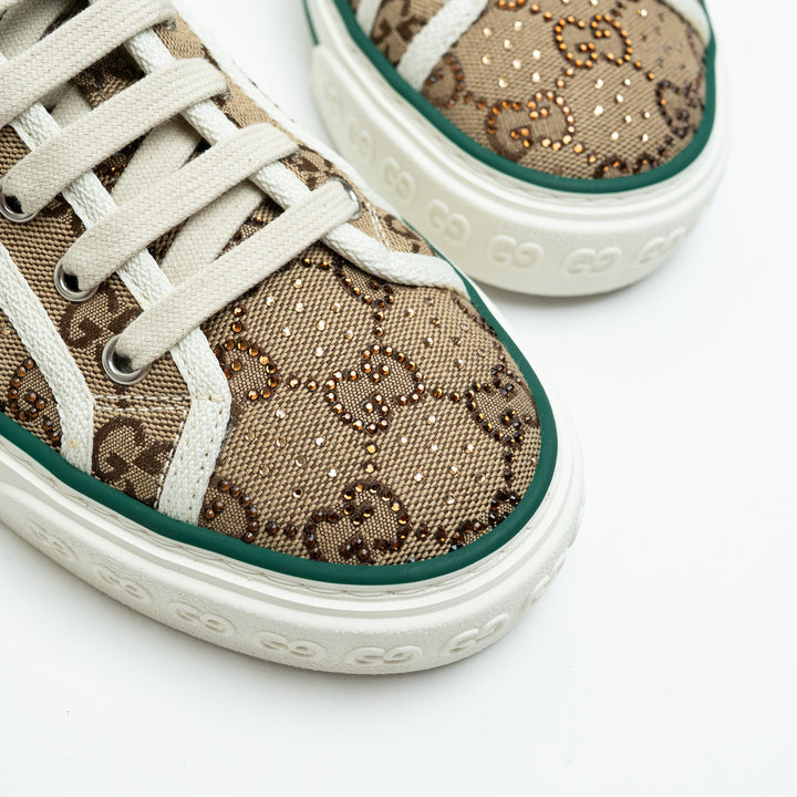 Gucci Brown Crystal GG Supreme Tennis 1977 Sneakers Size 39