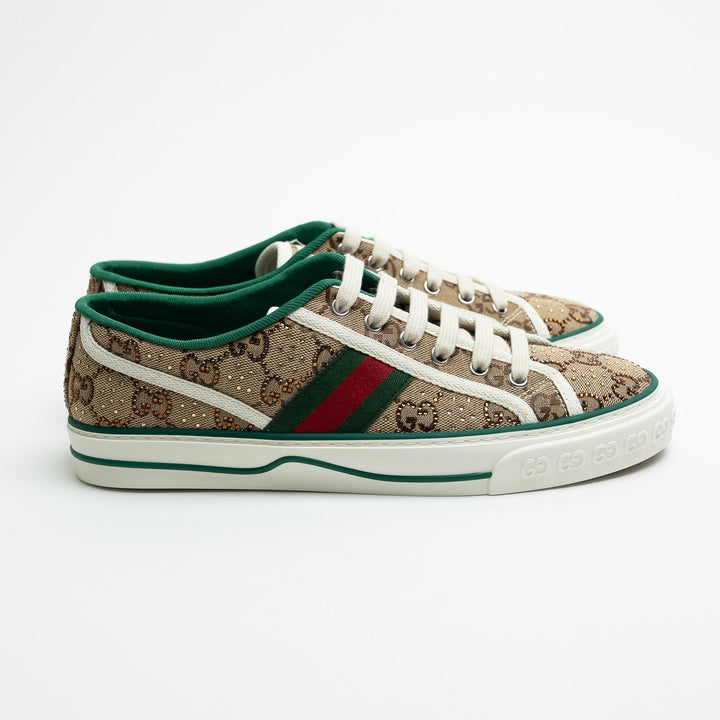 Gucci Brown Crystal GG Supreme Tennis 1977 Sneakers Size 39
