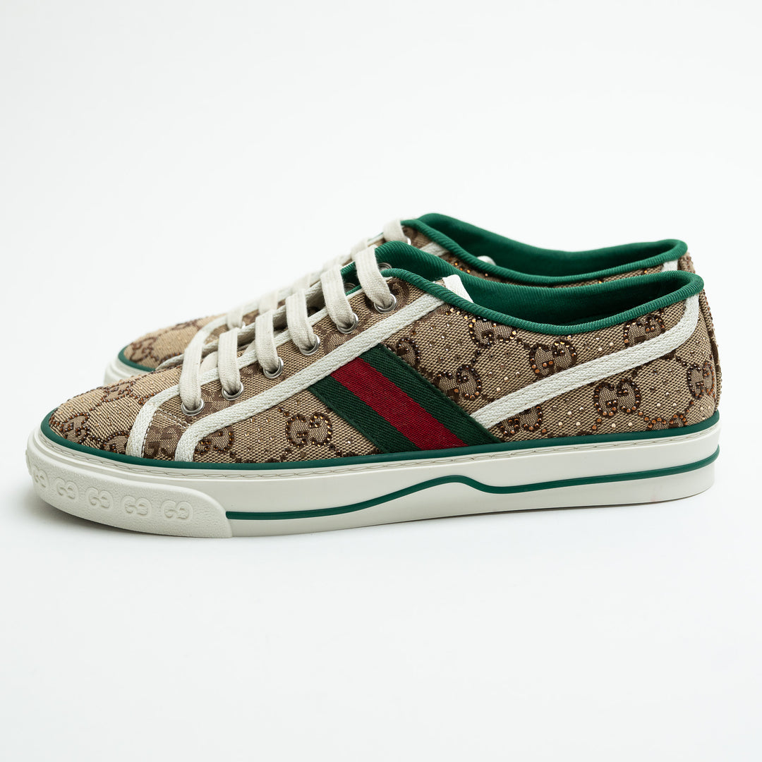 Gucci Brown Crystal GG Supreme Tennis 1977 Sneakers Size 39