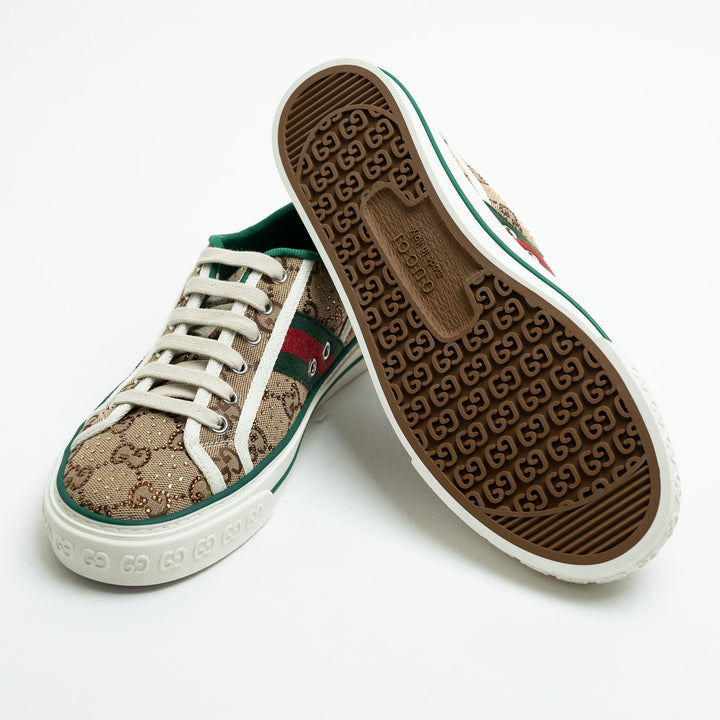 Gucci Brown Crystal GG Supreme Tennis 1977 Sneakers Size 39