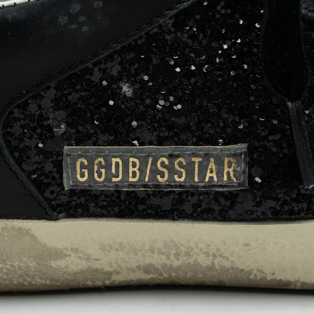 Golden Goose Black Super-Star Glitter Low-Top Sneakers Size 36