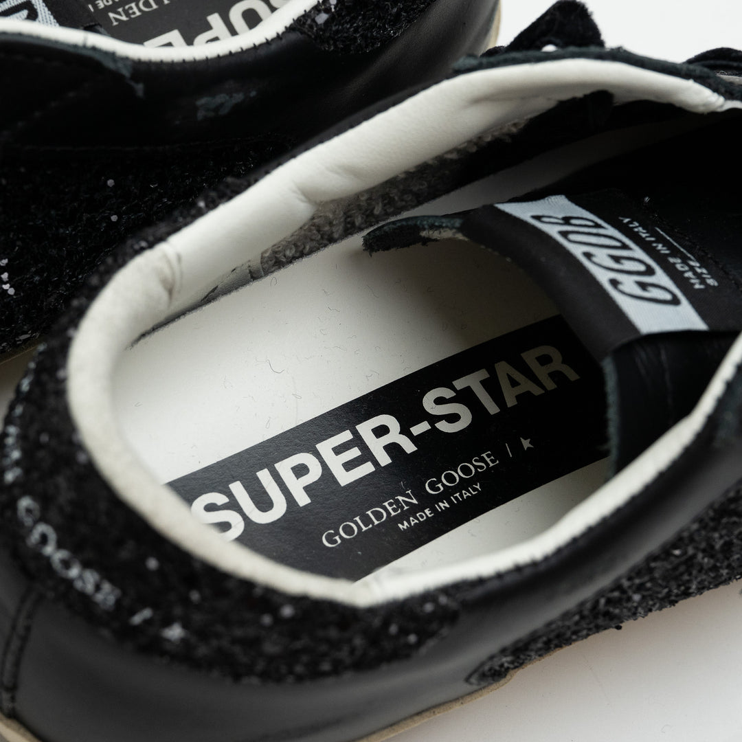 Golden Goose Black Super-Star Glitter Low-Top Sneakers Size 36