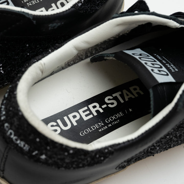 Golden Goose Black Super-Star Glitter Low-Top Sneakers Size 36