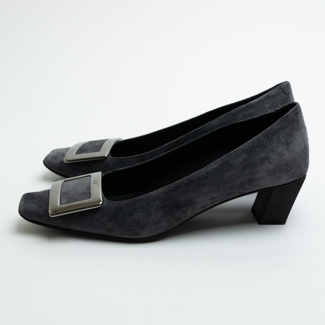 Roger Vivier Grey Suede Kitten Heel Pumps Size 37