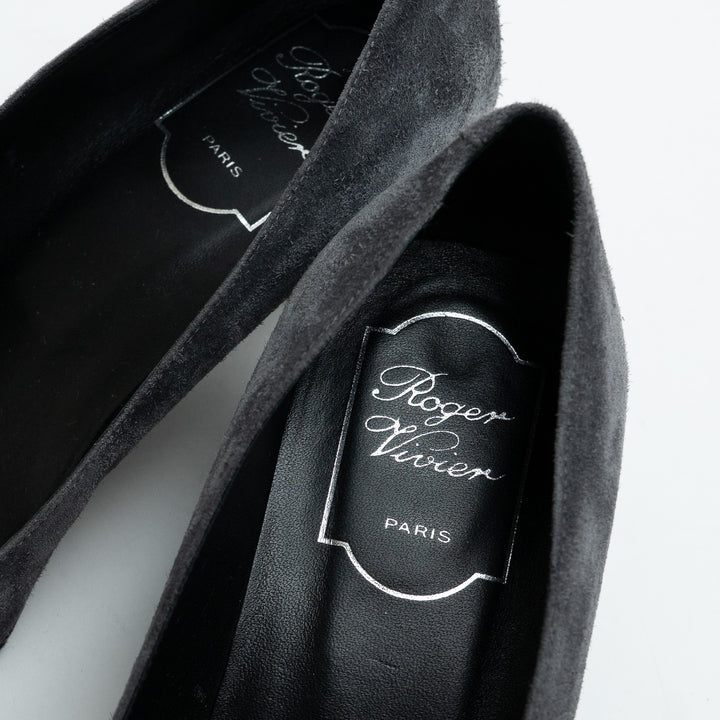 Roger Vivier Grey Suede Kitten Heel Pumps Size 37