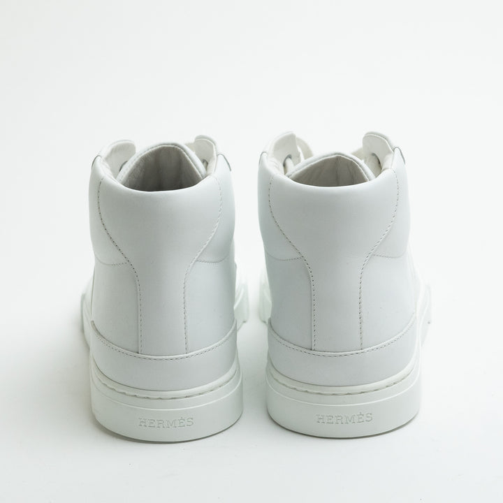 Hermes White Calfskin Leather Daydream High Top Sneaker Size 38