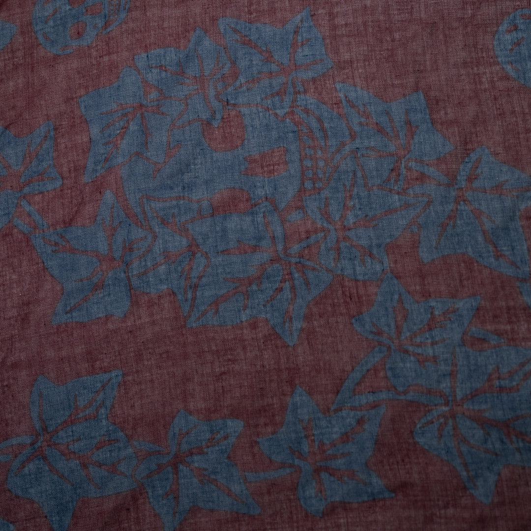 Alexander McQueen Burgundy & Navy Silk Skull & Leaf Print Scarf