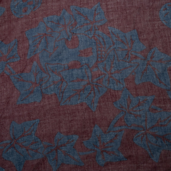 Alexander McQueen Burgundy & Navy Silk Skull & Leaf Print Scarf