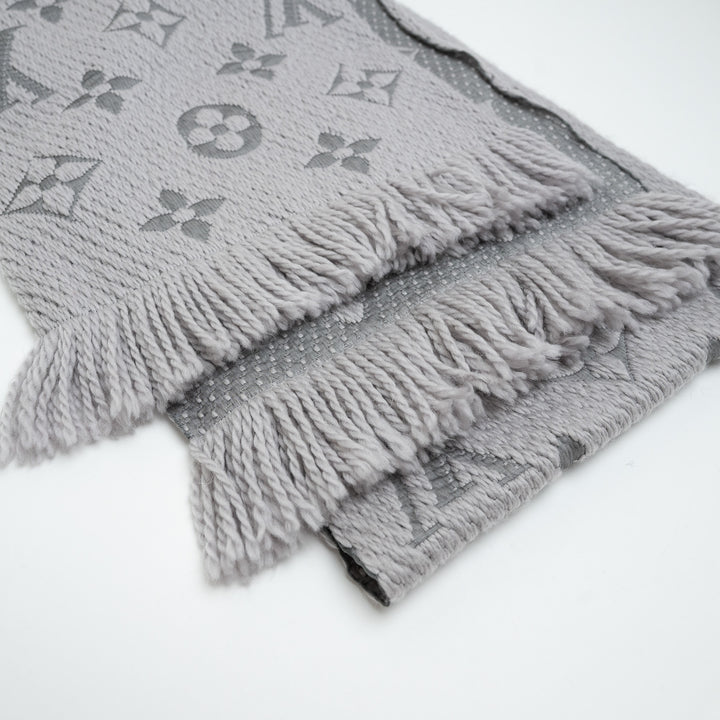 Louis Vuitton Wool and Silk Knitted Monogram Scarf with Fringe