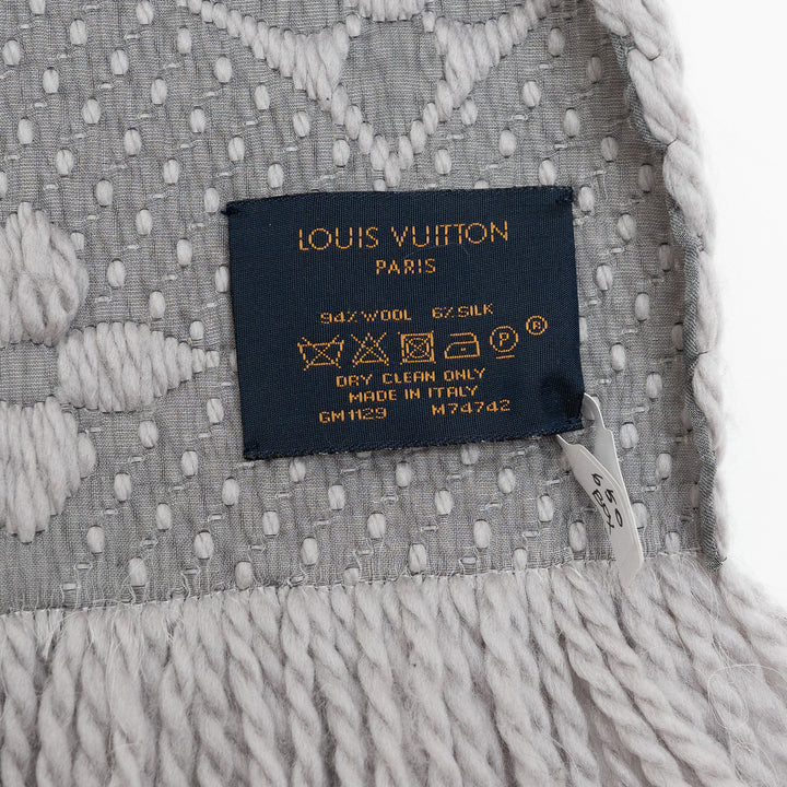 Louis Vuitton Wool and Silk Knitted Monogram Scarf with Fringe