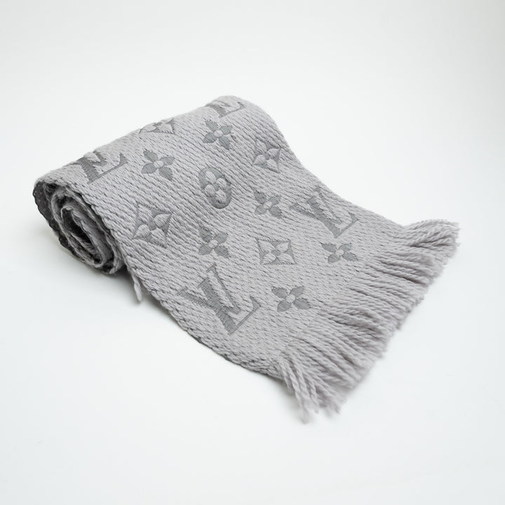 Louis Vuitton Wool and Silk Knitted Monogram Scarf with Fringe