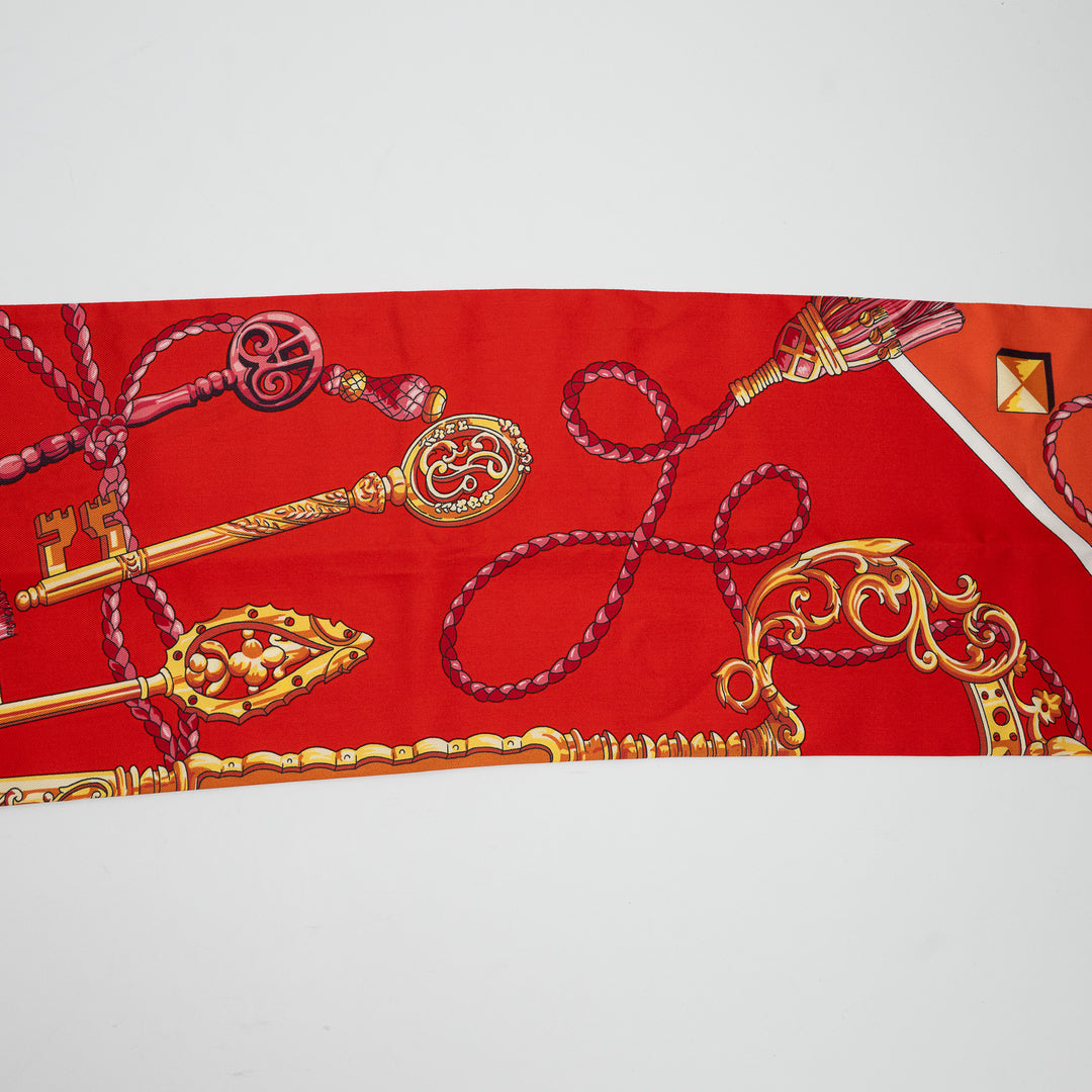 Hermes Orange Printed Silk Scarf
