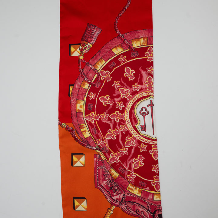 Hermes Orange Printed Silk Scarf