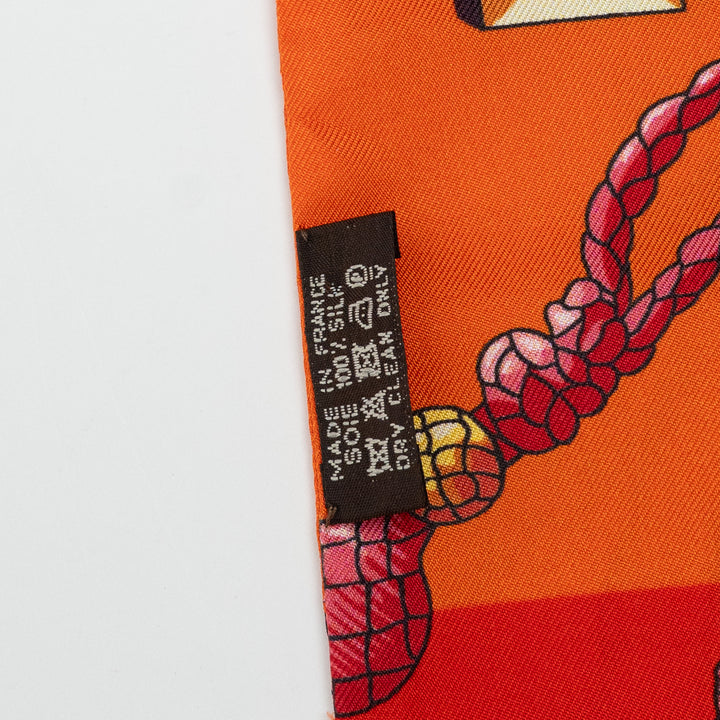Hermes Orange Printed Silk Scarf