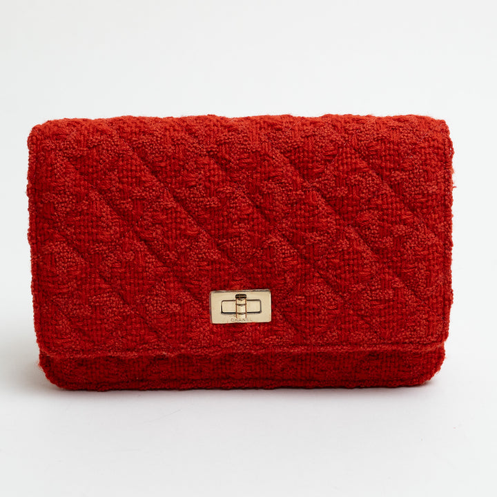 Pre-Loved Chanel™ Orange Tweed 2.55 Wallet on Chain