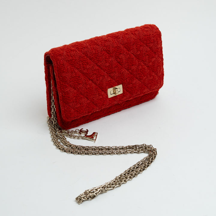 Pre-Loved Chanel™ Orange Tweed 2.55 Wallet on Chain