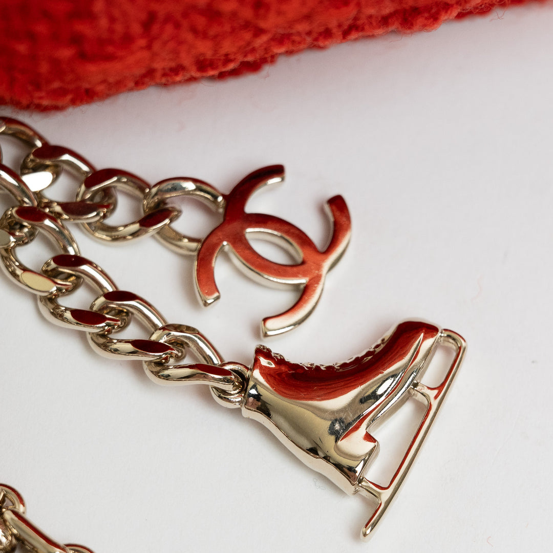Pre-Loved Chanel™ Orange Tweed 2.55 Wallet on Chain