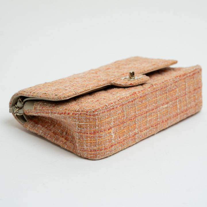 Pre-Loved Chanel™ Orange Multicolour Tweed Medium Classic Double Flap Bag