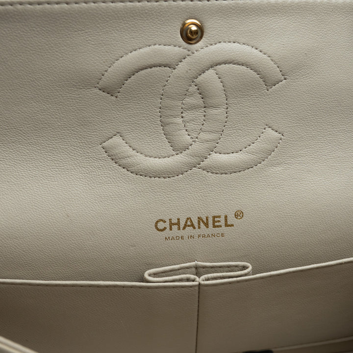 Pre-Loved Chanel™ Orange Multicolour Tweed Medium Classic Double Flap Bag