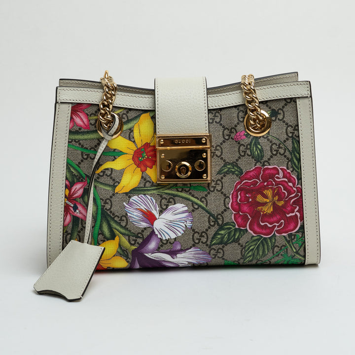 Gucci GG Supreme Canvas Floral Patterned Padlock Tote