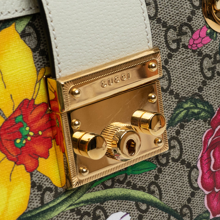 Gucci GG Supreme Canvas Floral Patterned Padlock Tote