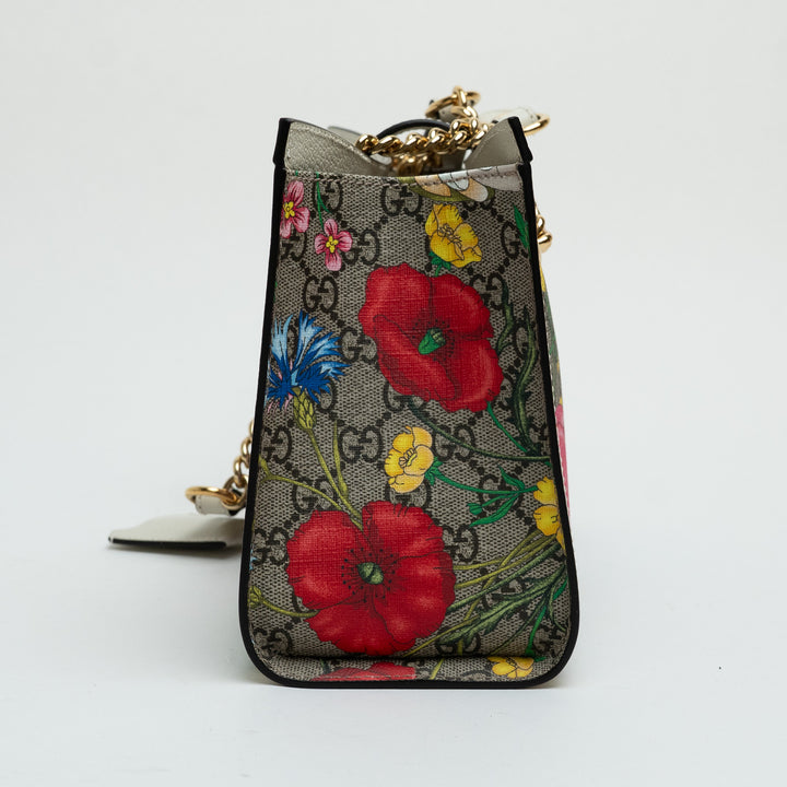 Gucci GG Supreme Canvas Floral Patterned Padlock Tote