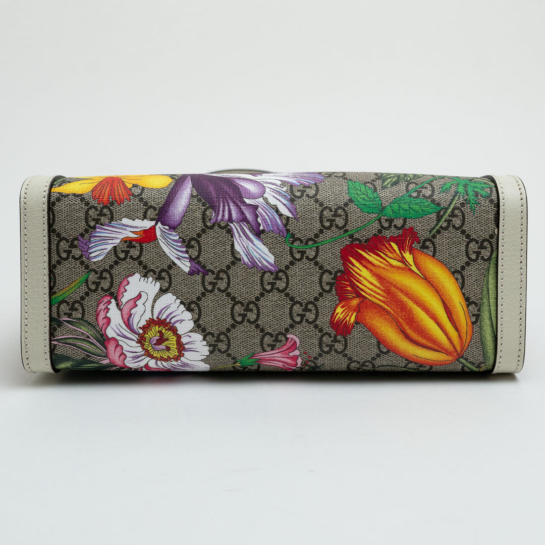 Gucci GG Supreme Canvas Floral Patterned Padlock Tote