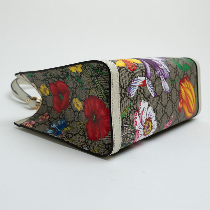 Gucci GG Supreme Canvas Floral Patterned Padlock Tote