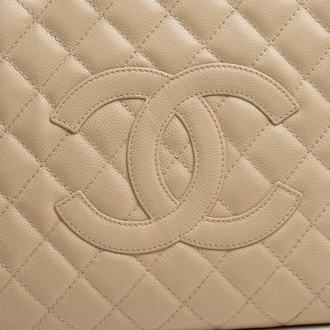 Pre-Loved Chanel™ Beige Caviar Leather GST Tote with Gold Hardware