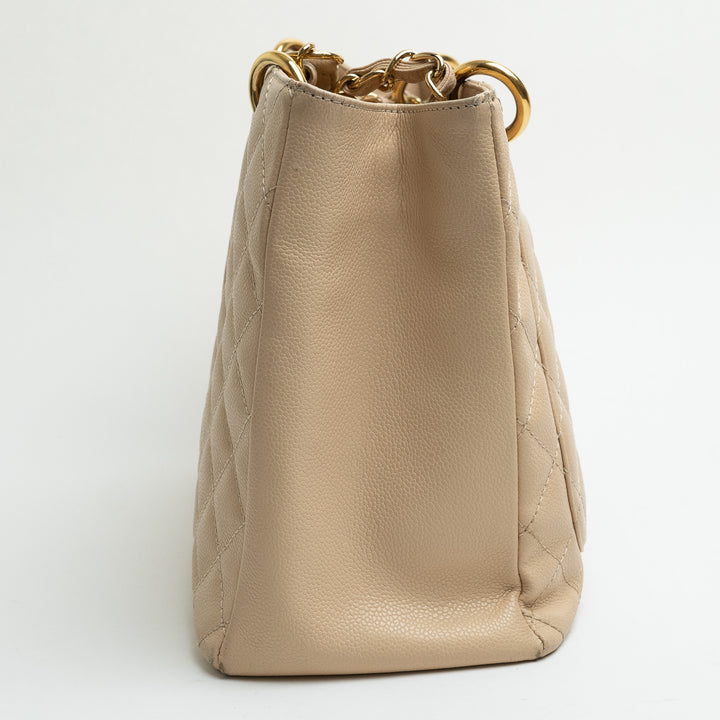 Pre-Loved Chanel™ Beige Caviar Leather GST Tote with Gold Hardware