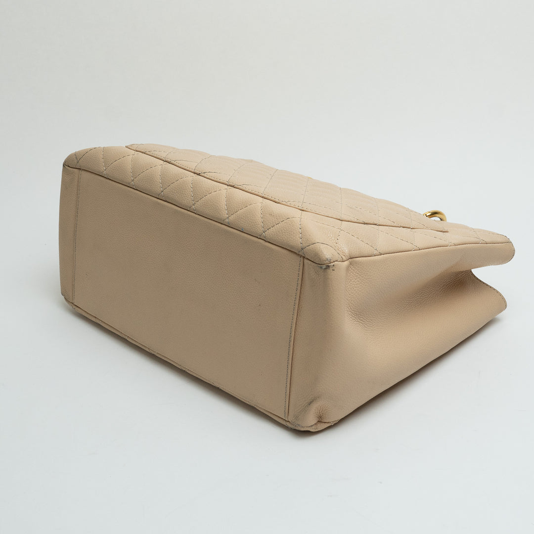 Pre-Loved Chanel™ Beige Caviar Leather GST Tote with Gold Hardware