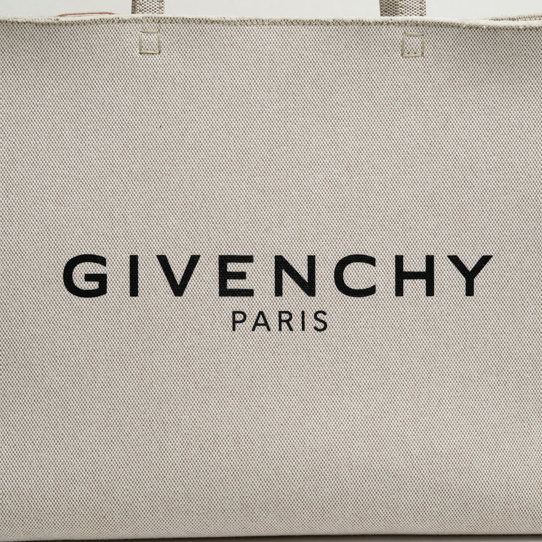 Givenchy Beige Canvas Logo Large Shopper G-Tote